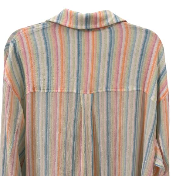 NWT Lovers & Friends Catalina Button Down Shirt in "Rainbow Stripe" Size XS - Picture 9 of 12